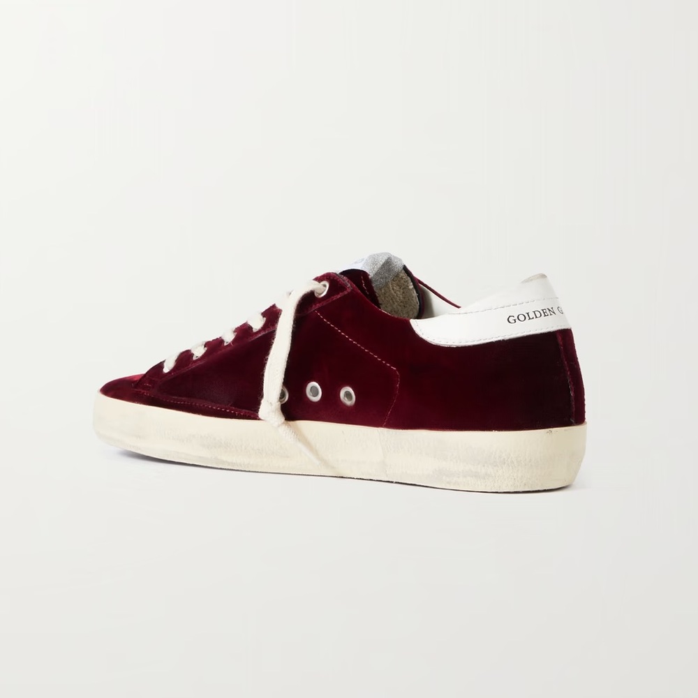 Golden Goose Super-Star distressed leather-trimmed velvet sneakers - Picture 3 of 9